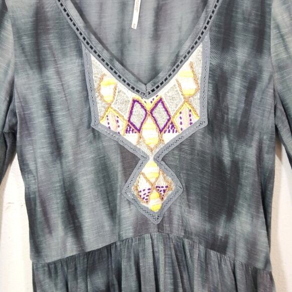 Free People embroidered tie dye bell sleeve dress M - Picture 4 of 9
